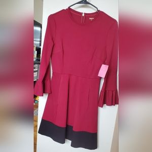 Kate Spade Color Block Bell Sleeve Point Dress - Cranberry